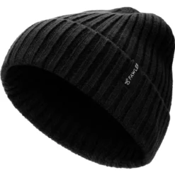 Arctic | Czarna czapka beanie z mieszanki wełny i dzianiny prążkowanej