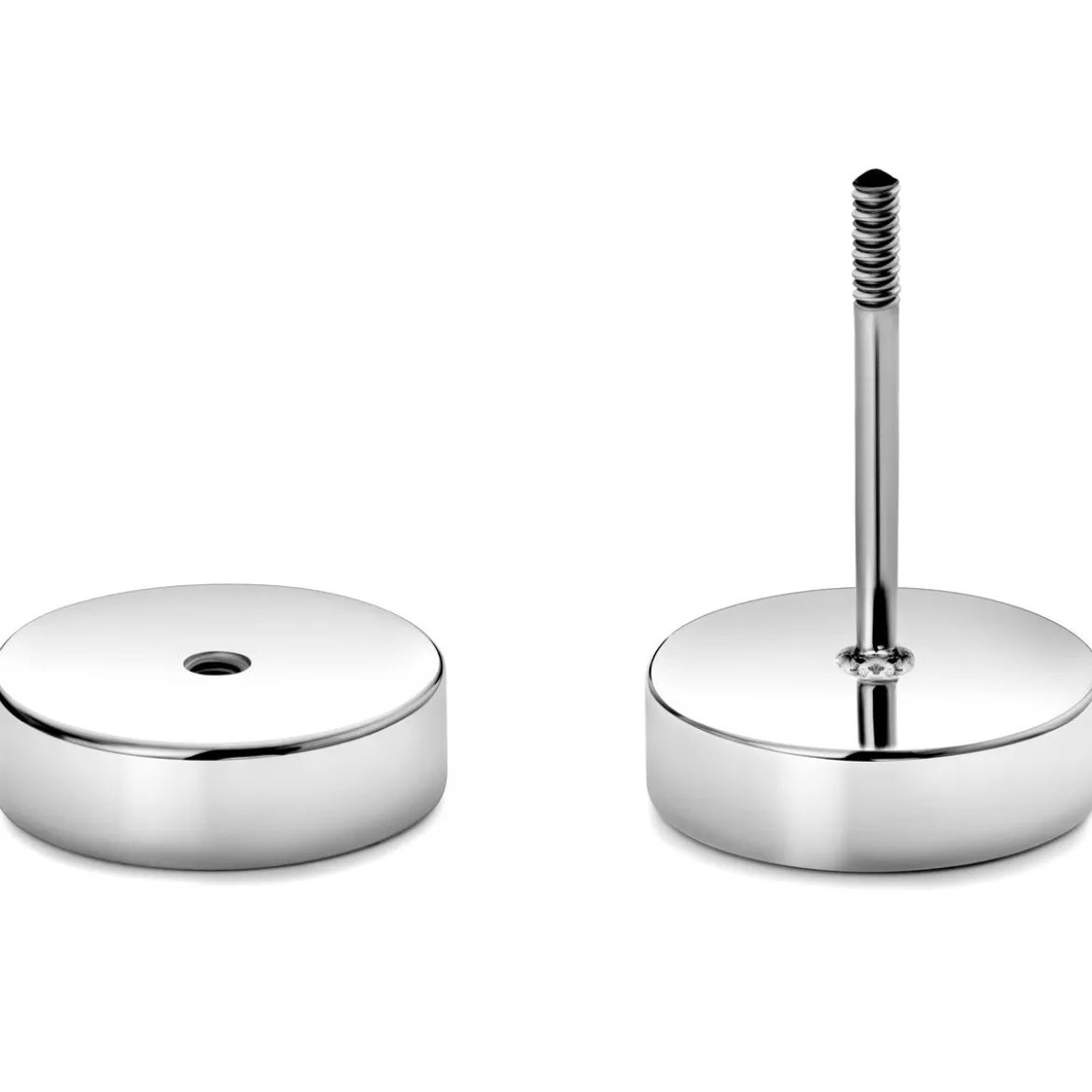Argentia | Próba 925 | Płaski 10 mm rodowany srebrny oszukany wkręt plug