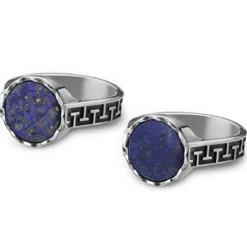 Atlantis | Sygnet ze stali nierdzewnej i lapis lazuli