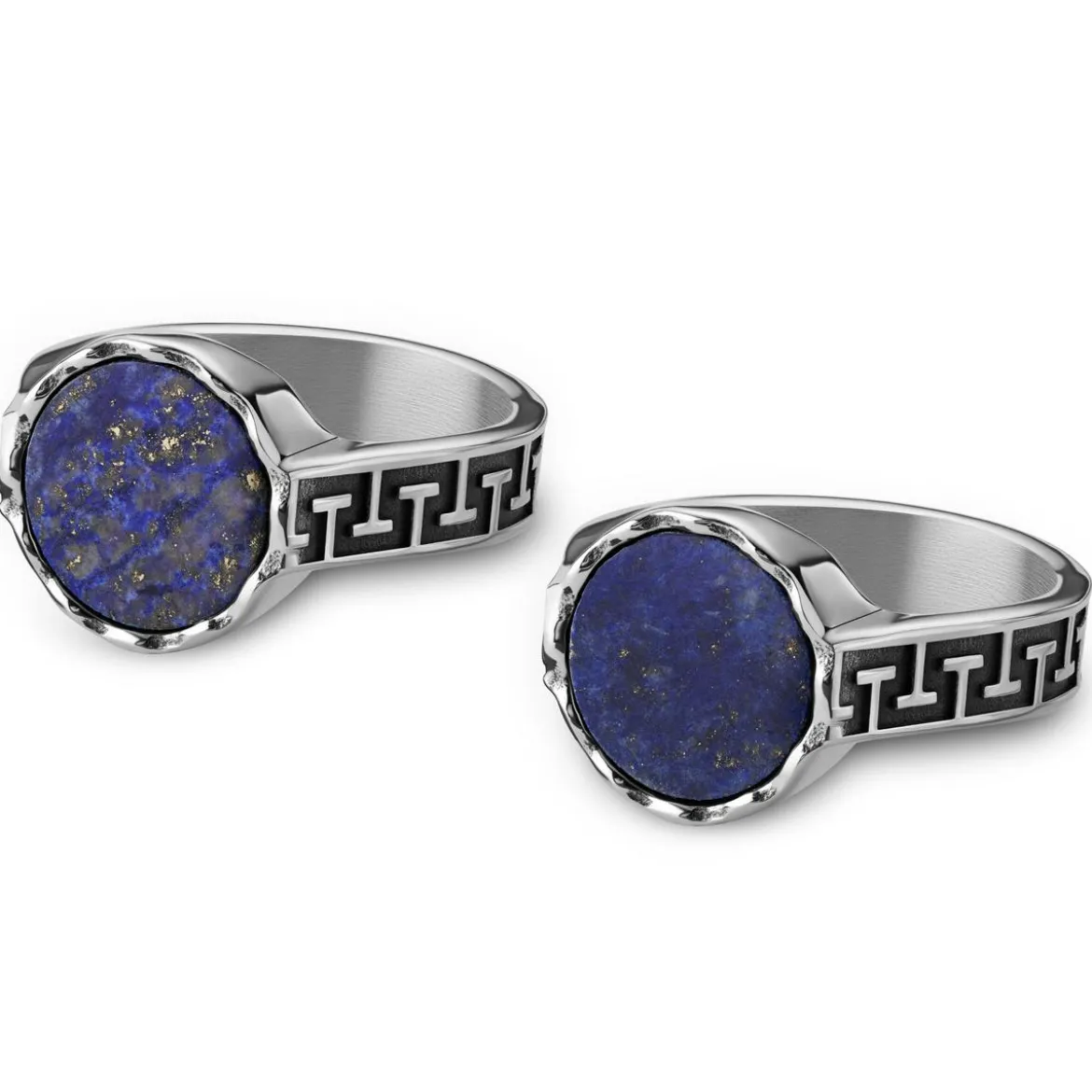 Atlantis | Sygnet ze stali nierdzewnej i lapis lazuli