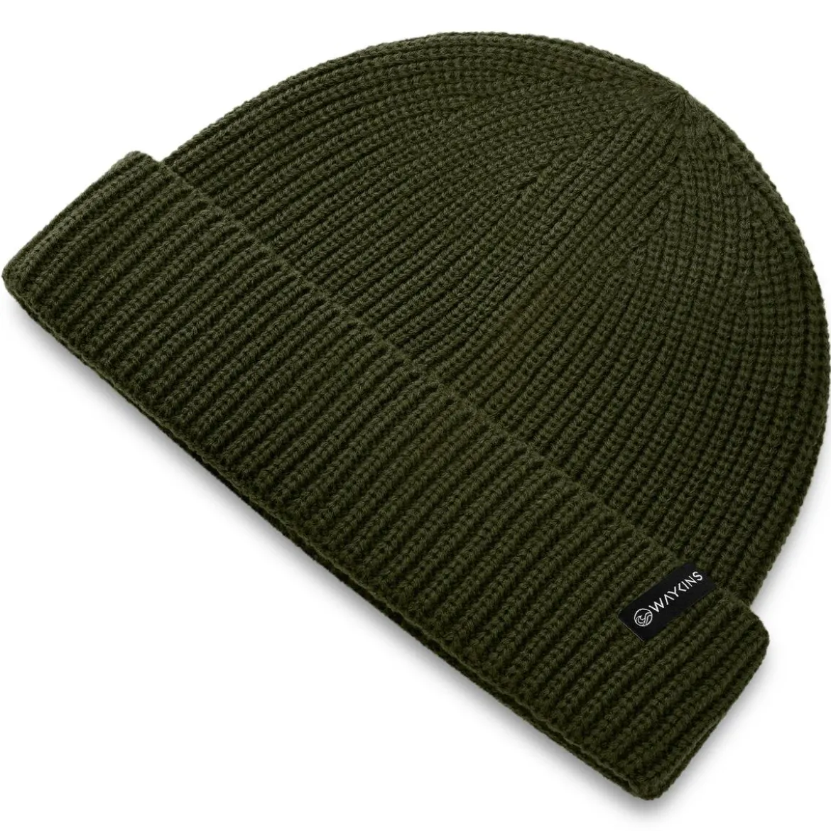 Baltic | Oliwkowa prążkowana czapka beanie z akrylu