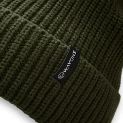 Baltic | Oliwkowa prążkowana czapka beanie z akrylu