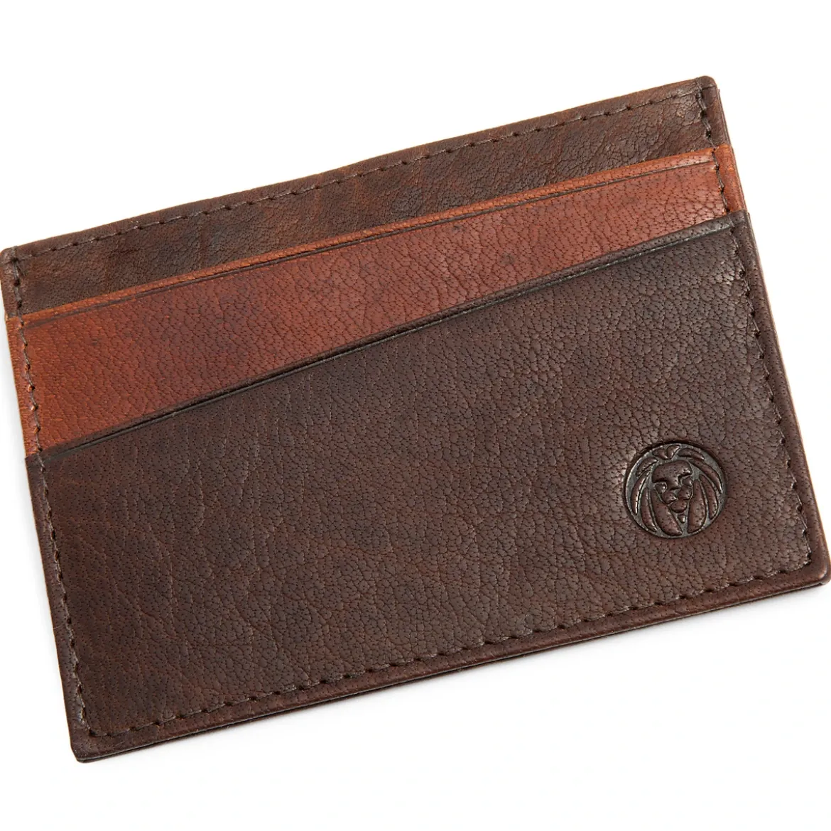 Brązowo-kasztanowe skórzane mini etui na karty RFID Montreal