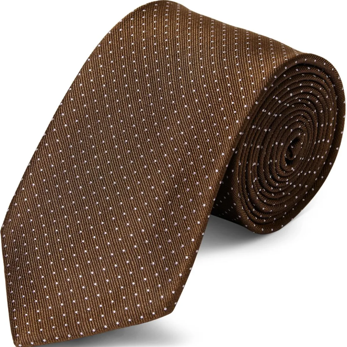 Brązowy krawat jedwabny w kropki 8 cm