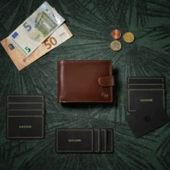 Brązowy skórzany portfel ergonomiczny Jasper