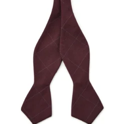 Burgundowa muszka w kratkę do samodzielnego wiązania