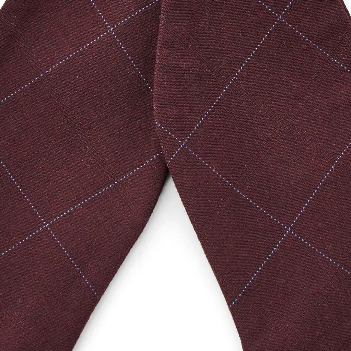 Burgundowa muszka w kratkę do samodzielnego wiązania