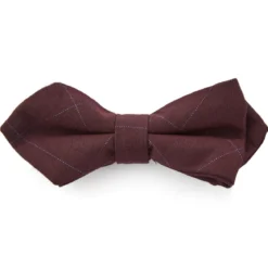Burgundowa szpiczasta muszką w kratkę