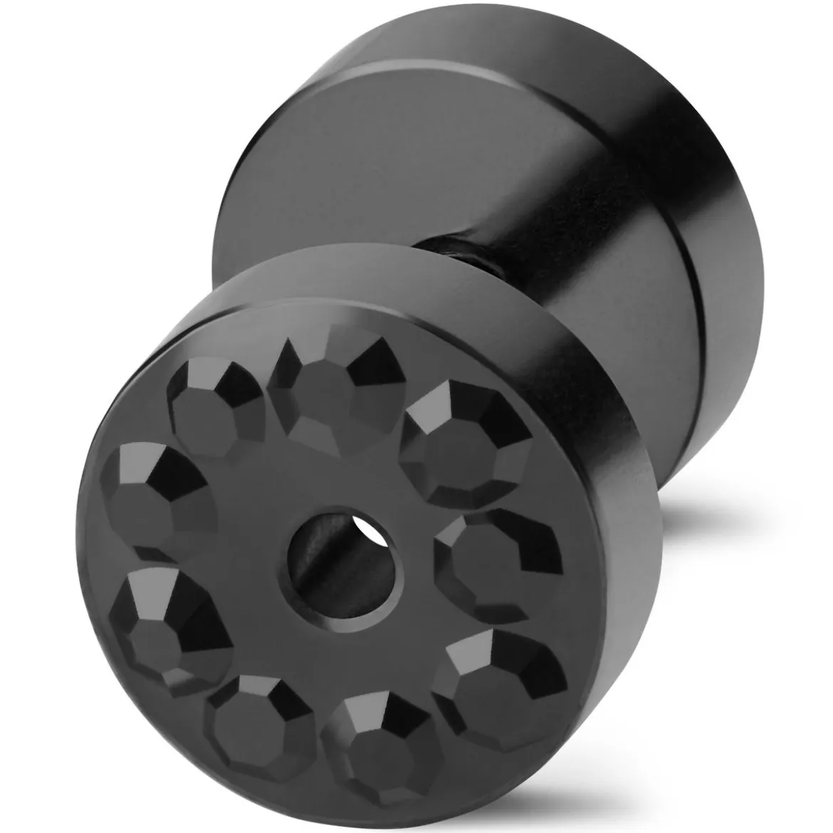 Całkowicie czarny kryształowy kolczyk sztyft 6 mm