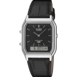 Casio Vintage AQ-230EL-1AEF Zegarek Ana-Digi w srebrnym odcieniu z paskiem z żywicy i skóry