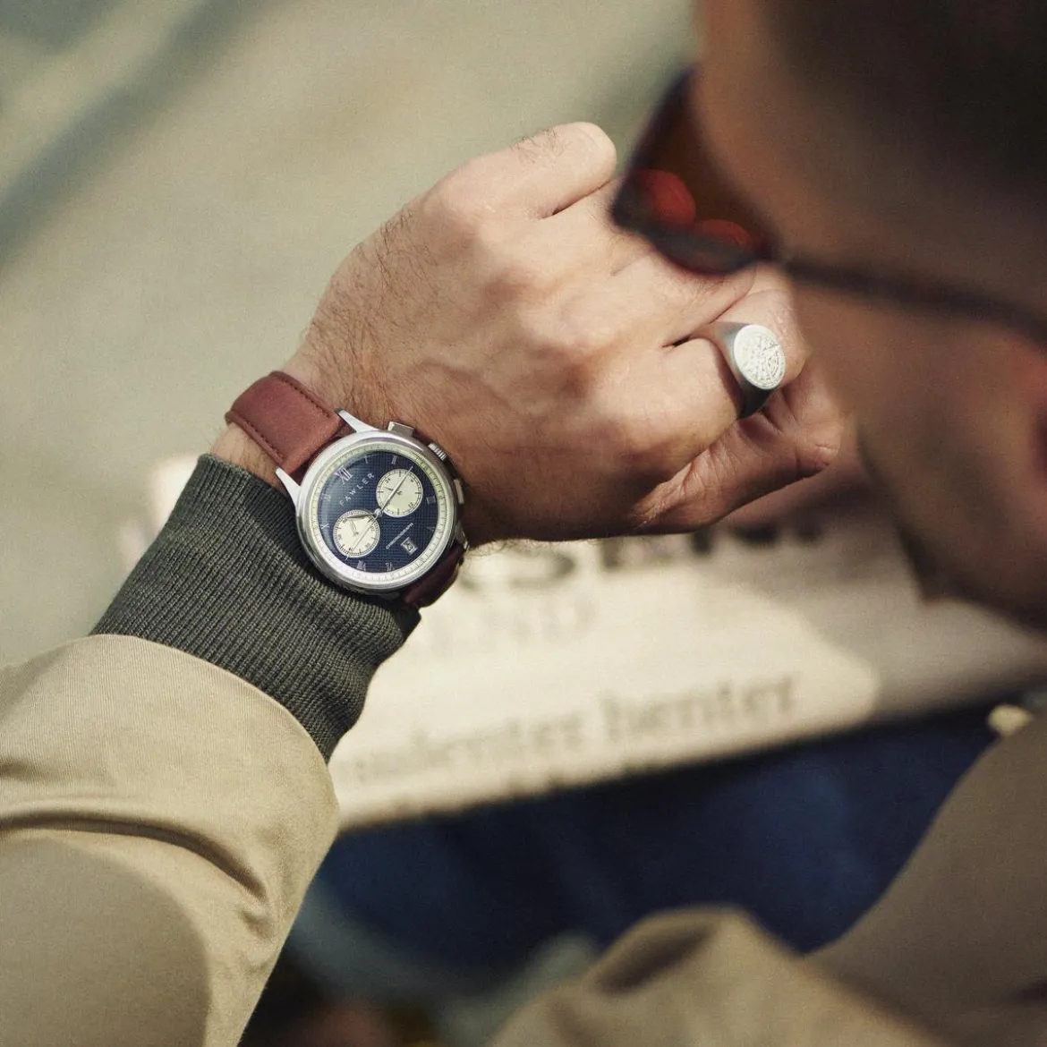 Cicero | Niebieski zegarek vintage z chronografem