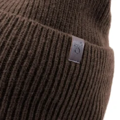 Ciemnobrązowa czapka beanie z wełny z recyklingu z mankietem