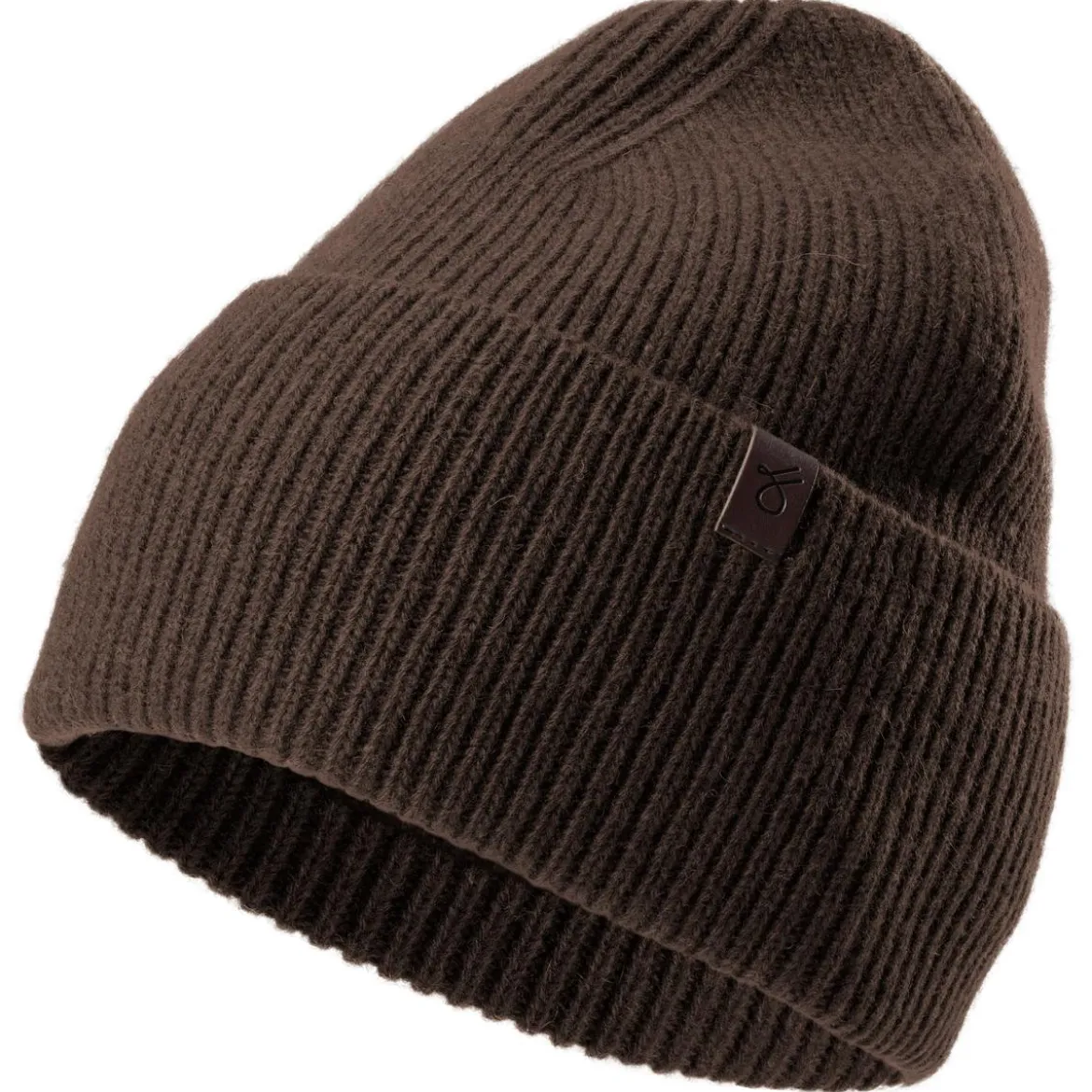 Ciemnobrązowa czapka beanie z wełny z recyklingu z mankietem