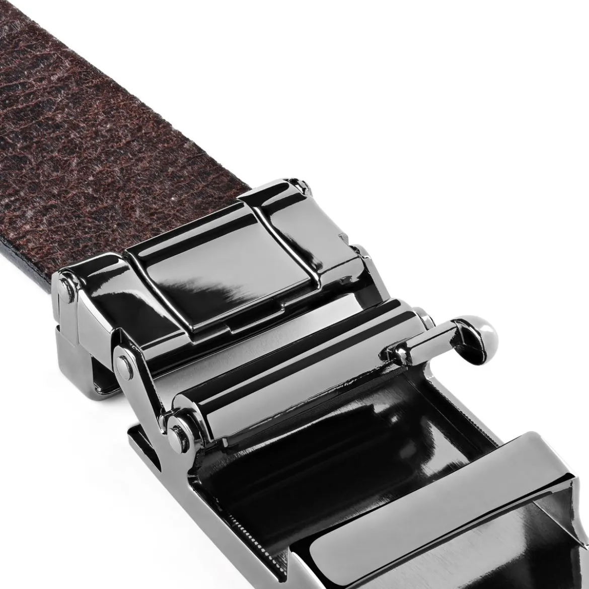 Ciemnobrązowy Automatyczny Pasek Ze Skóry Licowej Full Grain