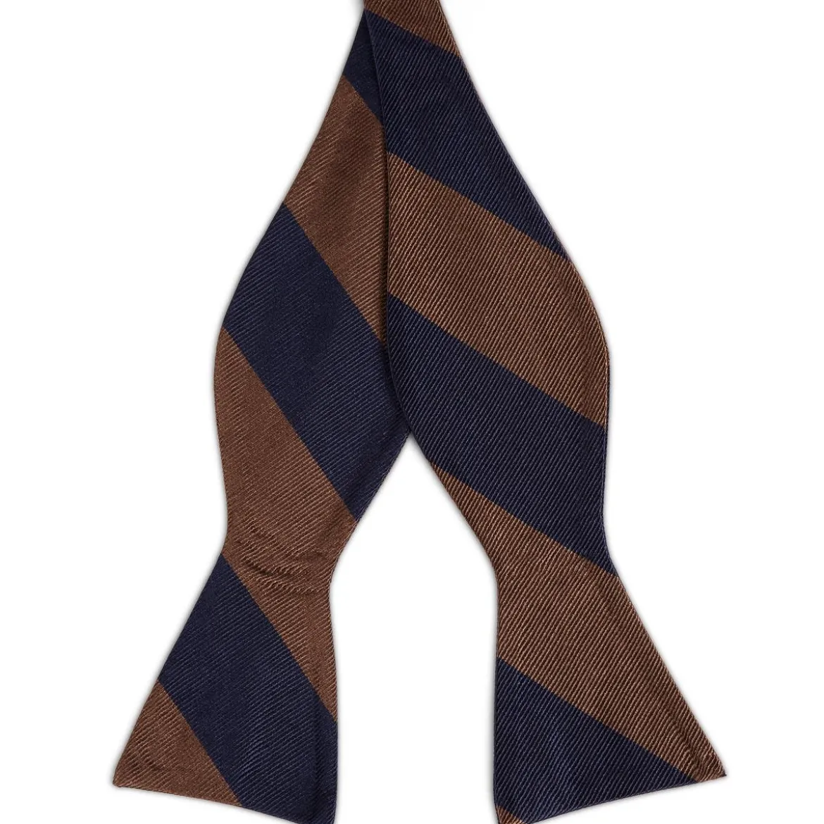 Ciemnogranatowo-brązowa muszka jedwabna w paski do samodzielnego zawiązania