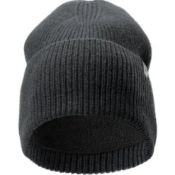 Ciemnoszara czapka beanie z wełny z recyklingu z mankietem