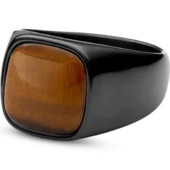 Ciemny pierścień z tygrysim okiem Len Gravel