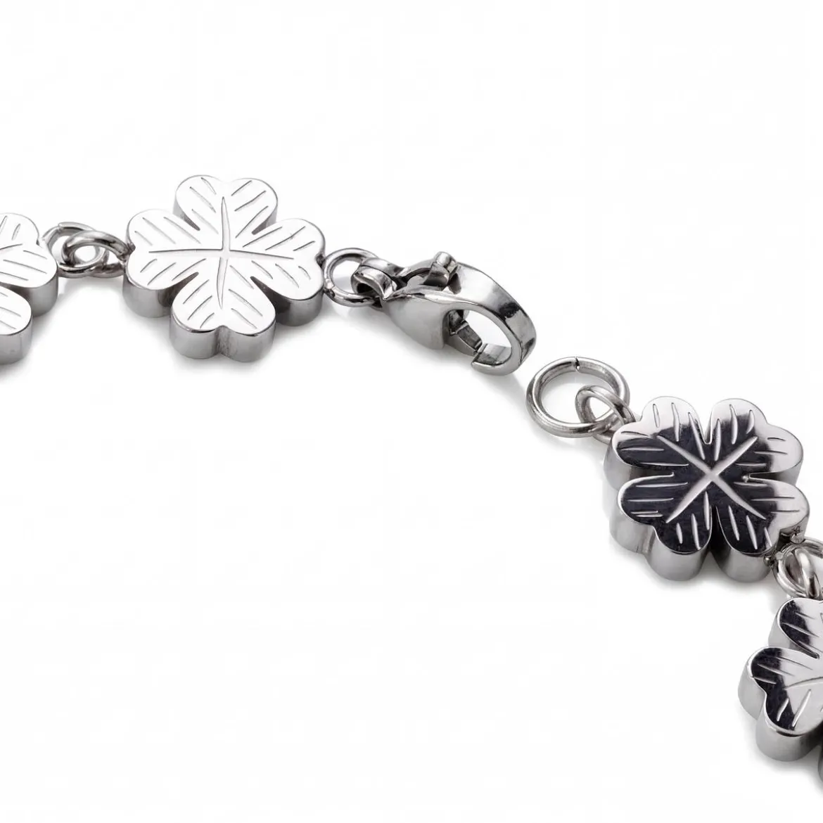 Clover | 10 mm bransoletka z koniczyną ze stali nierdzewnej w srebrnym kolorze