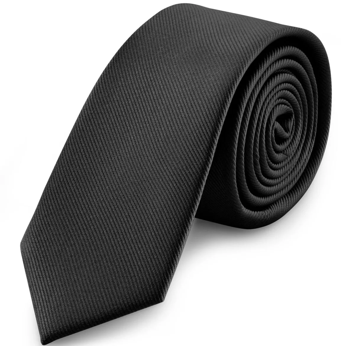 6 cm czarny wąski krawat rypsowy
