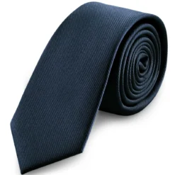 6 cm granatowy wąski krawat rypsowy