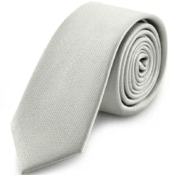 6 cm jasnoszary wąski krawat rypsowy