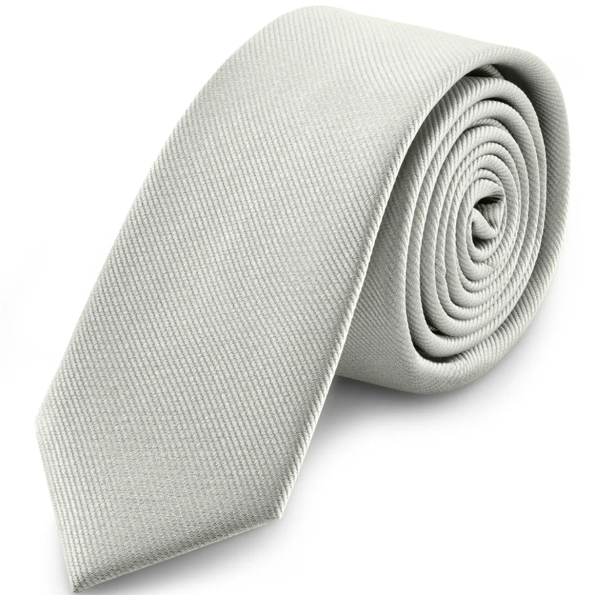 6 cm jasnoszary wąski krawat rypsowy