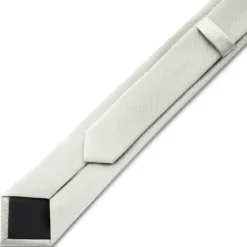 6 cm jasnoszary wąski krawat rypsowy