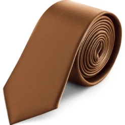 6 cm rdzawy wąski krawat satynowy