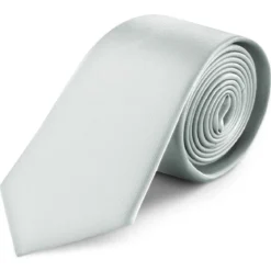 8 cm srebrzysty krawat satynowy