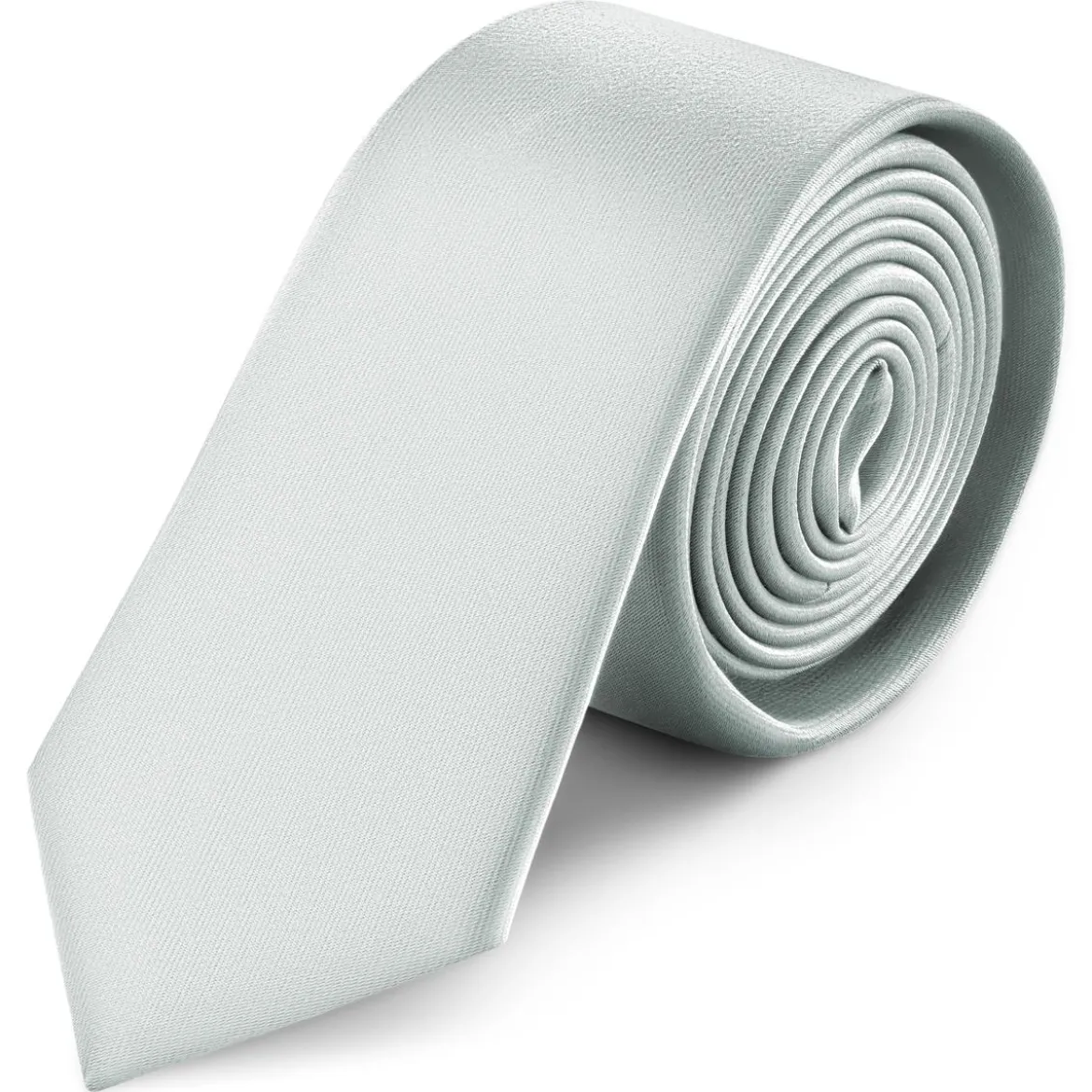 6 cm srebrzysty wąski krawat satynowy
