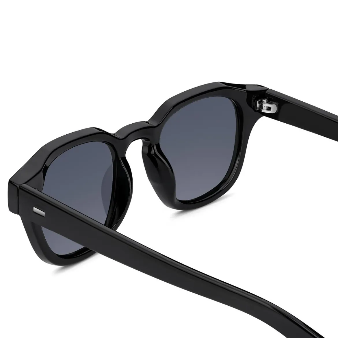 Czarne geometryczne okulary przeciwsłoneczne typu horn rimmed