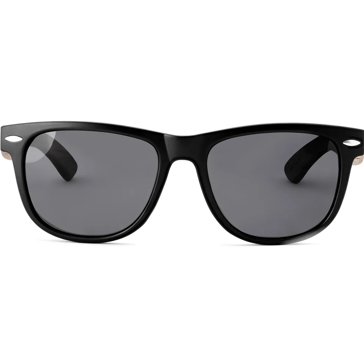 Czarne polaryzacyjne okulary przeciwsłoneczne retro z drewnianymi zausznikami