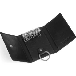 Czarne skórzane etui na klucze RFID Montreal