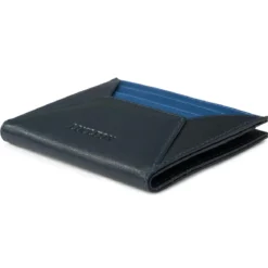 Czarno-niebieskie skórzane etui na karty RFID Loren