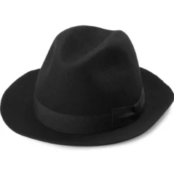 Czarny kapelusz fedora z surowymi krawędziami Filippo Moda