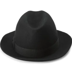 Czarny kapelusz fedora z surowymi krawędziami Filippo Moda
