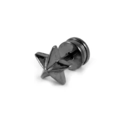 Czarny kolczyk w kształcie gwiazdy 6 mm