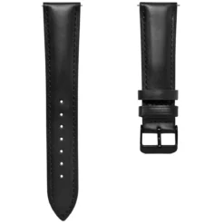 Czarny 24 mm skórzany pasek do zegarka z czarną klamrą – szybki w wymianie