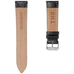 Czarny 18 mm skórzany pasek do zegarka ze srebrzystą klamrą – szybki w zmianie