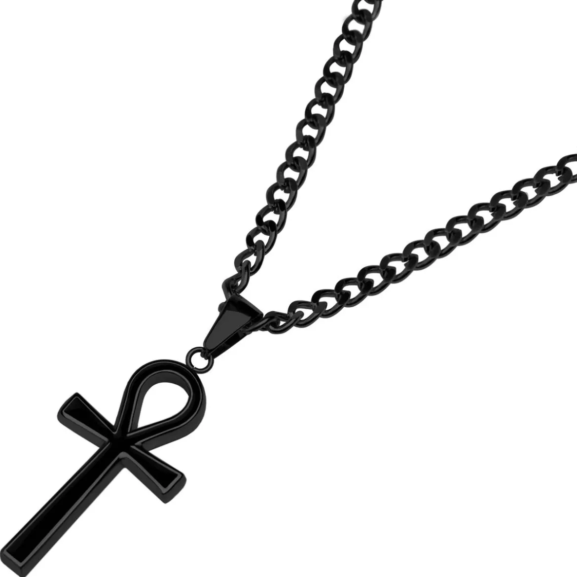 Czarny naszyjnik z wisiorkiem Ankh