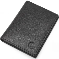Czarny skórzany portfel blokujący karty RFID Luigi