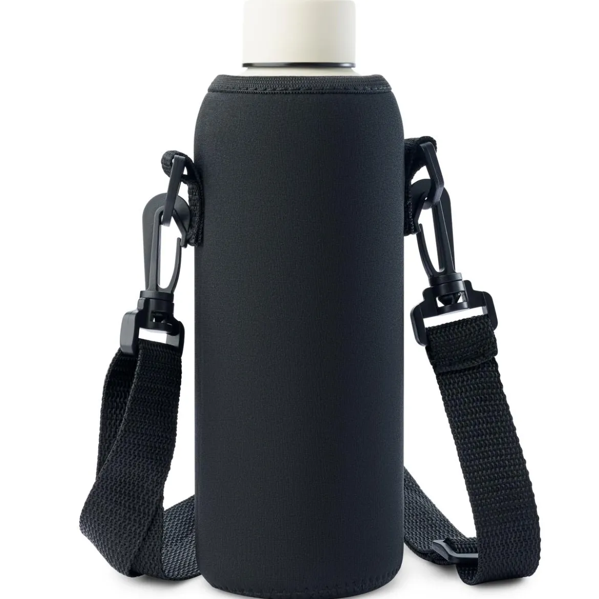 Czarny sportowy pokrowiec na butelkę z neoprenu | 500 ml