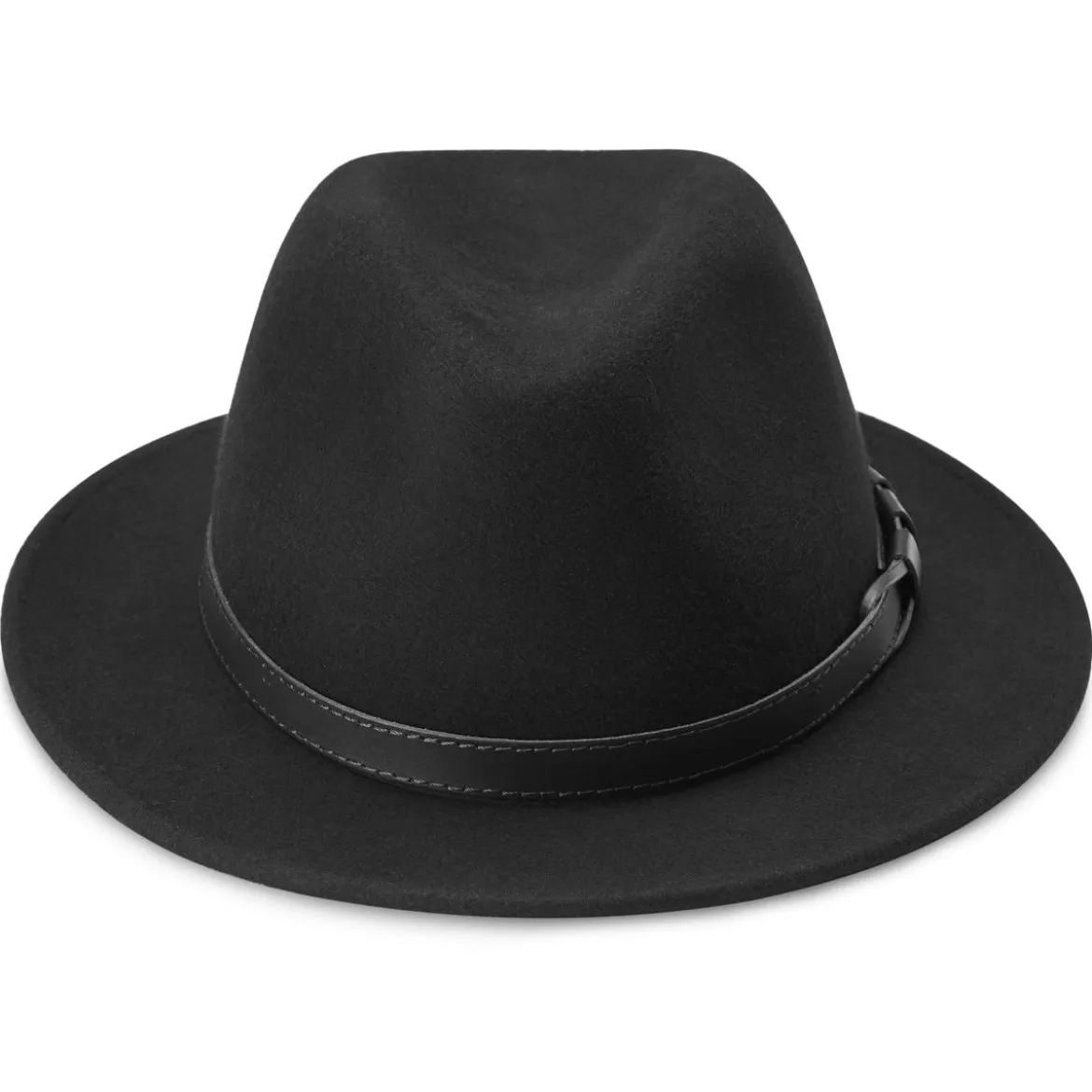 Czarny wełniany kapelusz fedora z płaskim rondem Flavio Moda