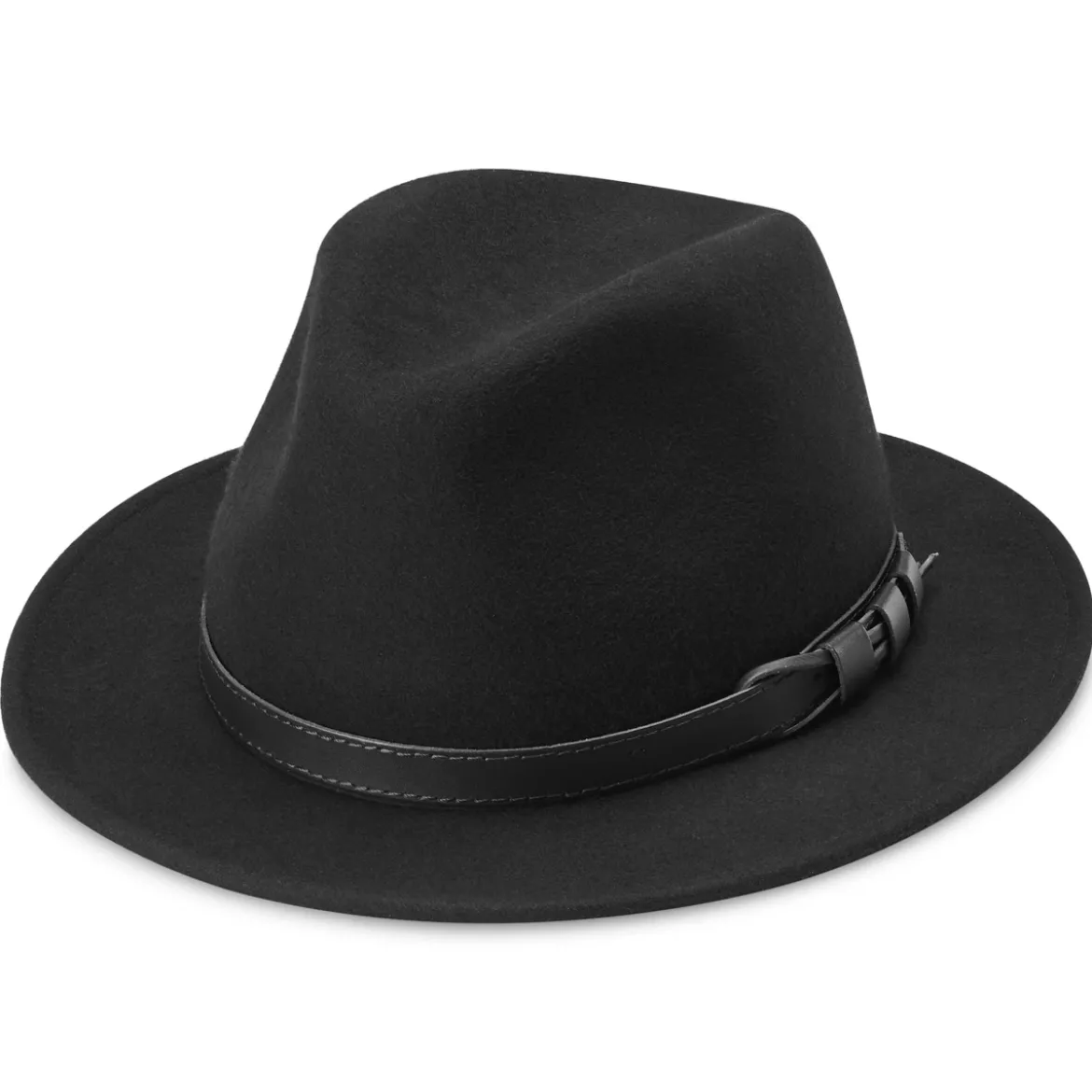 Czarny wełniany kapelusz fedora z płaskim rondem Flavio Moda