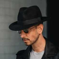 Czarny wełniany kapelusz fedora Alessandria Fido
