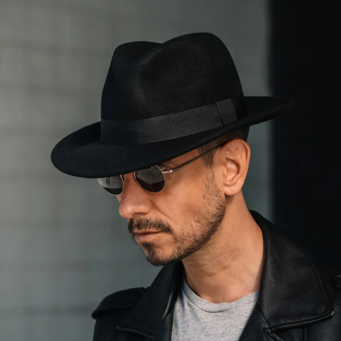 Czarny wełniany kapelusz fedora Alessandria Fido