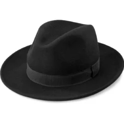 Czarny wełniany kapelusz fedora Alessandria Fido