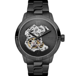 Dante II | Czarny zegarek z widocznym mechanizmem
