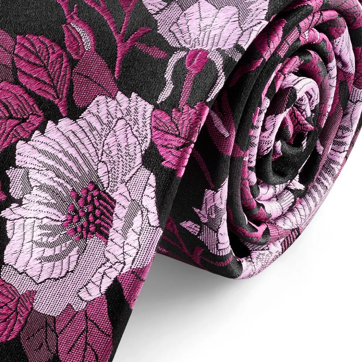 Dianthus | 8 cm różowy krawat jedwabny w kwiaty