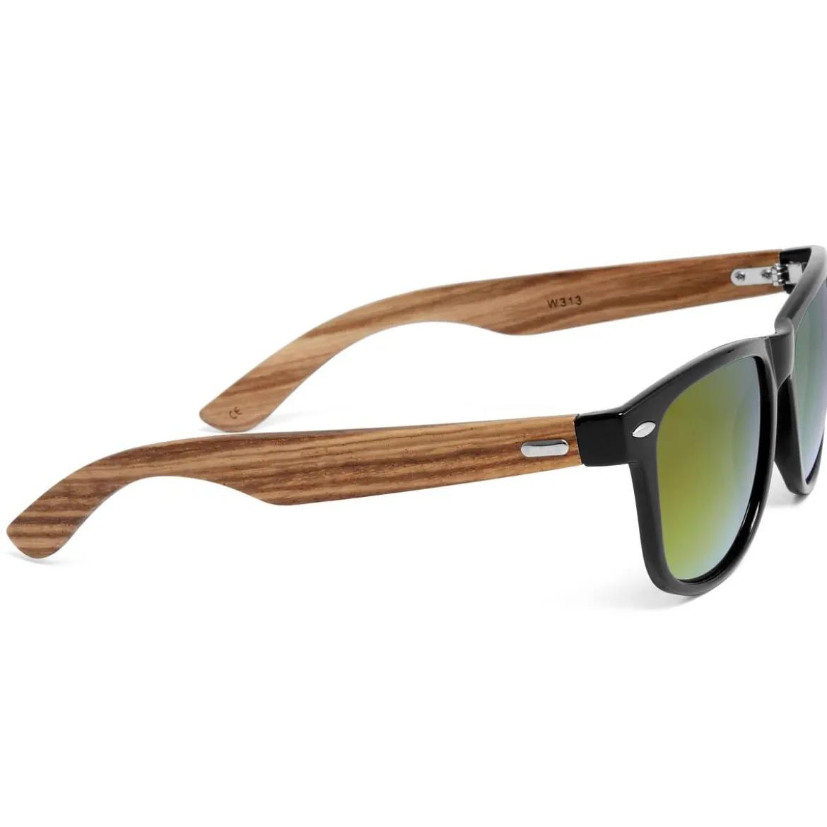 Drewniane lustrzane okulary przeciwsłoneczne w kolorze czarnym z zebrawood
